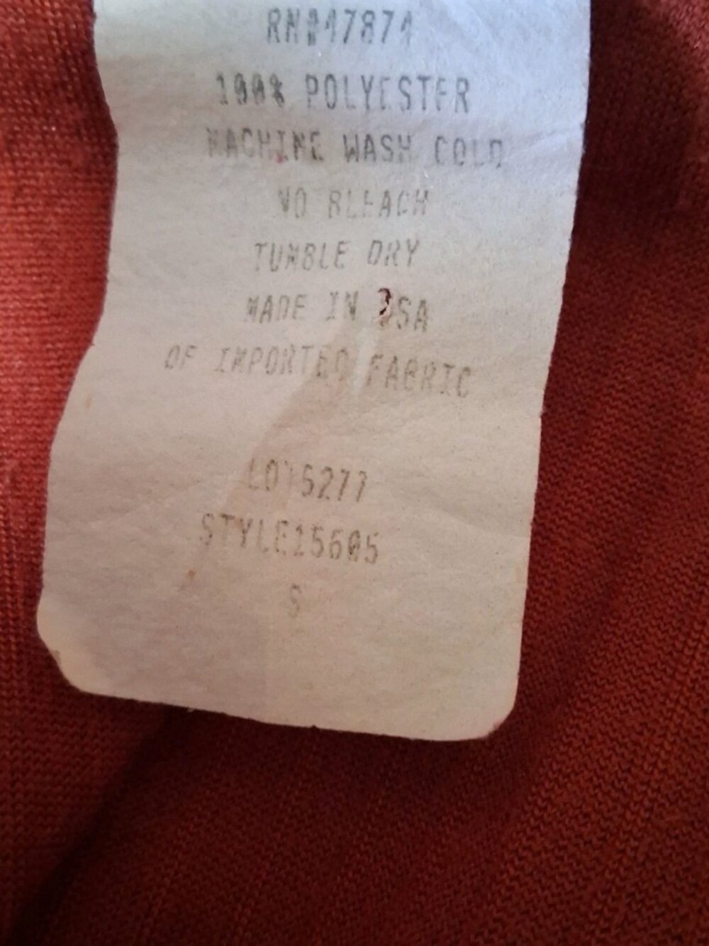 Vintage Hanes Signature Collection Dress Small Rust Ribbed Velour Button Earthy - Picture 5 of 11